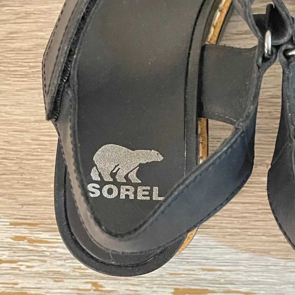 NEW Sorel Joanie IV Black Platform Wedge Sandals